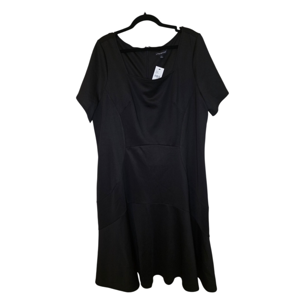LANE BRYANT Black Square‎ Neck Scuba Fit and Flare Dress - Size 22
